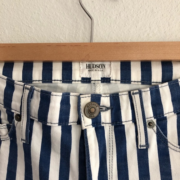 Hudson Jeans Skinny Jean in Blue & White Vertical Stripe Pattern Size 27 - Picture 7 of 12